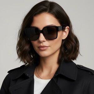 Saint Laurent authentic pair of iconic, brown sunglasses, rectangular frame.